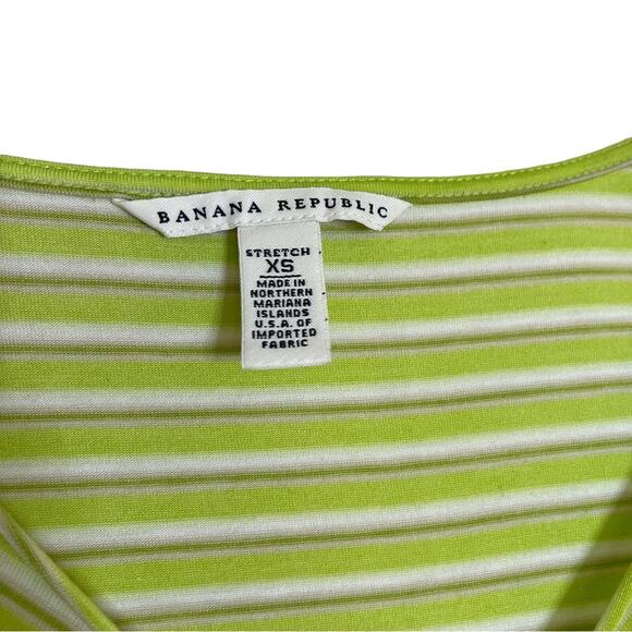 Banana Republic Y2K Ruffle Front Top Striped Lime Green White Size XS - Picture 4 of 4